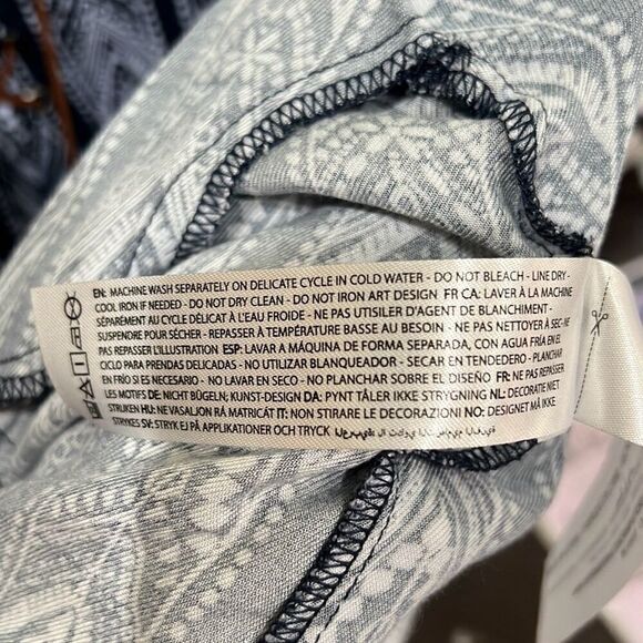 Ariat Nova Dress southwest Print Navy and White Lace up Neck Detail With Feather - Picture 11 of 13